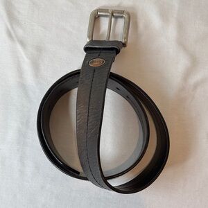 Fossil Dark Chocolate Brown Leather Belt with Silver Buckle. 34.